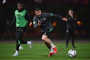 7 October 2021; Enda Stevens during a Republic of Ireland training session at the Baku Olympic Stadium Training Pitch in Baku, Azerbaijan. Photo by Stephen McCarthy/Sportsfile