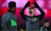 7 October 2021; James McClean and Cyrus Christie, left, during a Republic of Ireland training session at the Baku Olympic Stadium Training Pitch in Baku, Azerbaijan. Photo by Stephen McCarthy/Sportsfile