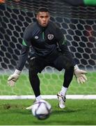 7 October 2021; Goalkeeper Gavin Bazunu during a Republic of Ireland training session at the Baku Olympic Stadium Training Pitch in Baku, Azerbaijan. Photo by Stephen McCarthy/Sportsfile