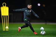 7 October 2021; Aaron Connolly during a Republic of Ireland training session at the Baku Olympic Stadium Training Pitch in Baku, Azerbaijan. Photo by Stephen McCarthy/Sportsfile
