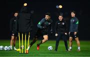 7 October 2021; John Egan during a Republic of Ireland training session at the Baku Olympic Stadium Training Pitch in Baku, Azerbaijan. Photo by Stephen McCarthy/Sportsfile