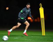 7 October 2021; John Egan during a Republic of Ireland training session at the Baku Olympic Stadium Training Pitch in Baku, Azerbaijan. Photo by Stephen McCarthy/Sportsfile