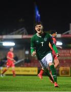 7 October 2021; Kevin Zefi of Republic of Ireland celebrates after scoring his side's third goal during the UEFA U17 Championship Qualifier match between Republic of Ireland and Andorra at Turner's Cross in Cork. Photo by Eóin Noonan/Sportsfile