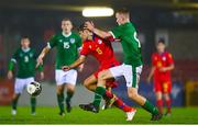7 October 2021; Guillem Acosta Farre of Andorra is tackled by Mark O'Mahony of Republic of Ireland during the UEFA U17 Championship Qualifier match between Republic of Ireland and Andorra at Turner's Cross in Cork. Photo by Eóin Noonan/Sportsfile