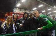 7 October 2021; Republic of Ireland captain Cathal Heffernan with his agent Stephen Ireland and family members, his mother Marian Heffernan, Rob Heffernan and sister Megan Carr after the UEFA U17 Championship Qualifier match between Republic of Ireland and Andorra at Turner's Cross in Cork. Photo by Eóin Noonan/Sportsfile