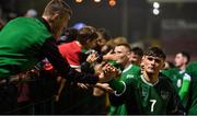 7 October 2021; Kevin Zefi of Republic of Ireland with supporters after the UEFA U17 Championship Qualifier match between Republic of Ireland and Andorra at Turner's Cross in Cork. Photo by Eóin Noonan/Sportsfile