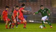 7 October 2021; Kevin Zefi of Republic of Ireland in action during the UEFA U17 Championship Qualifier match between Republic of Ireland and Andorra at Turner's Cross in Cork. Photo by Eóin Noonan/Sportsfile  Photo by Eóin Noonan/Sportsfile