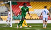 8 October 2021; Joshua Ogunfaolu-Kayode of Republic of Ireland celebrates after scoring his side's first goal during the UEFA European U21 Championship Qualifier match between Republic of Ireland and Luxembourg at Tallaght Stadium in Dublin.  Photo by Sam Barnes/Sportsfile