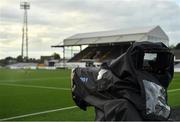 8 October 2021; A broadcast television camera before the SSE Airtricity League Premier Division match between Dundalk and Shamrock Rovers at Oriel Park in Dundalk, Louth. Photo by Seb Daly/Sportsfile