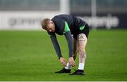 8 October 2021; James McClean during a Republic of Ireland training session at the Olympic Stadium in Baku, Azerbaijan. Photo by Stephen McCarthy/Sportsfile