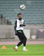8 October 2021; Cyrus Christie during a Republic of Ireland training session at the Olympic Stadium in Baku, Azerbaijan. Photo by Stephen McCarthy/Sportsfile