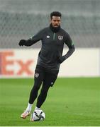 8 October 2021; Cyrus Christie during a Republic of Ireland training session at the Olympic Stadium in Baku, Azerbaijan. Photo by Stephen McCarthy/Sportsfile