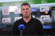 8 October 2021; Dundalk head coach Vinny Perth is interviewed by RTÉ before the SSE Airtricity League Premier Division match between Dundalk and Shamrock Rovers at Oriel Park in Dundalk, Louth. Photo by Ben McShane/Sportsfile