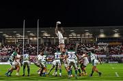 8 October 2021; Sam Carter of Ulster wins possession in the lineout during the United Rugby Championship match between Ulster and Benetton at Kingspan Stadium in Belfast. Photo by Ramsey Cardy/Sportsfile