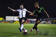 8 October 2021; Barry Cotter of Shamrock Rovers in action against Cameron Dummigan of Dundalk during the SSE Airtricity League Premier Division match between Dundalk and Shamrock Rovers at Oriel Park in Dundalk, Louth. Photo by Ben McShane/Sportsfile