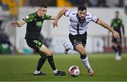 8 October 2021; Patrick Hoban of Dundalk in action against Gary O'Neill of Shamrock Rovers during the SSE Airtricity League Premier Division match between Dundalk and Shamrock Rovers at Oriel Park in Dundalk, Louth. Photo by Seb Daly/Sportsfile