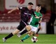 8 October 2021; Jack Moylan of Wexford in action against Aaron Bolger of Cork City during the SSE Airtricity League First Division match between Cork City and Wexford at Turners Cross in Cork. Photo by Michael P Ryan/Sportsfile
