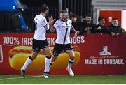 8 October 2021; Sean Murray, right, celebrates after scoring his side's first goal with Dundalk team-mate Will Patching during the SSE Airtricity League Premier Division match between Dundalk and Shamrock Rovers at Oriel Park in Dundalk, Louth. Photo by Ben McShane/Sportsfile