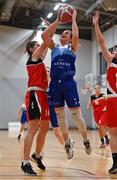 8 October 2021; Claire O'Sullivan of The Address UCC Glanmire in action against Lorraine Scanlon of Team Garvey's St Mary's during the Basketball Ireland Women's SuperLeague match between The Address UCC Glanmire and Team Garvey's St Mary's at The Mardyke in Cork. Photo by Brendan Moran/Sportsfile