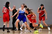8 October 2021; Paris McCarthy of Team Garvey's St Mary's in action against Casey Grace of The Address UCC Glanmire during the MissQuote.ie Women's SuperLeague match between The Address UCC Glanmire and Team Garvey's St Mary's at The Mardyke in Cork. Photo by Brendan Moran/Sportsfile