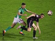 8 October 2021; Jack Moylan of Wexford in action against Ronan Hurley of Cork City during the SSE Airtricity League First Division match between Cork City and Wexford at Turners Cross in Cork. Photo by Michael P Ryan/Sportsfile