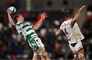 8 October 2021; Federico Ruzza of Benetton wins possession in the lineout against Alan O'Connor of Ulster during the United Rugby Championship match between Ulster and Benetton at Kingspan Stadium in Belfast. Photo by Ramsey Cardy/Sportsfile