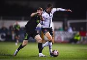 8 October 2021; Will Patching of Dundalk in action against Sean Hoare of Shamrock Rovers during the SSE Airtricity League Premier Division match between Dundalk and Shamrock Rovers at Oriel Park in Dundalk, Louth. Photo by Ben McShane/Sportsfile