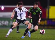 8 October 2021; Ronan Finn of Shamrock Rovers in action against Sam Stanton of Dundalk during the SSE Airtricity League Premier Division match between Dundalk and Shamrock Rovers at Oriel Park in Dundalk, Louth. Photo by Ben McShane/Sportsfile