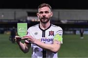8 October 2021; Andy Boyle of Dundalk with his SSE Airtricity League Premier Division Player of the Match award after his side's victory in the SSE Airtricity League Premier Division match between Dundalk and Shamrock Rovers at Oriel Park in Dundalk, Louth. Photo by Ben McShane/Sportsfile
