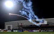 8 October 2021; Dundalk supporters let off fireworks during the SSE Airtricity League Premier Division match between Dundalk and Shamrock Rovers at Oriel Park in Dundalk, Louth. Photo by Seb Daly/Sportsfile