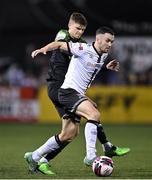 8 October 2021; Michael Duffy of Dundalk in action against Sean Gannon of Shamrock Rovers during the SSE Airtricity League Premier Division match between Dundalk and Shamrock Rovers at Oriel Park in Dundalk, Louth. Photo by Seb Daly/Sportsfile