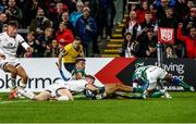 8 October 2021; Nathan Doak of Ulster scores his side's second try during the United Rugby Championship match between Ulster and Benetton at Kingspan Stadium in Belfast. Photo by John Dickson/Sportsfile