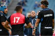 9 October 2021; Zebre head coach Michael Bradley issues instructions to his players before the United Rugby Championship match between Leinster and Zebre at RDS Arena in Dublin. Photo by Sam Barnes/Sportsfile