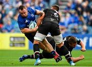 9 October 2021; Ed Byrne of Leinster is tackled by Jacopo Bianchi, left, and Ion Neculai of Zebre during the United Rugby Championship match between Leinster and Zebre at RDS Arena in Dublin. Photo by Sam Barnes/Sportsfile