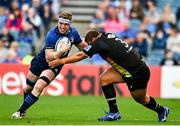 9 October 2021; Dan Leavy of Leinster in action against Ion Neculai of Zebre during the United Rugby Championship match between Leinster and Zebre at RDS Arena in Dublin. Photo by Sam Barnes/Sportsfile