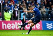 9 October 2021; Jonathan Sexton of Leinster kicks a conversion during the United Rugby Championship match between Leinster and Zebre at the RDS Arena in Dublin. Photo by Harry Murphy/Sportsfile