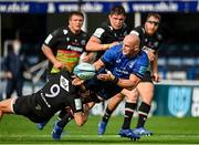 9 October 2021; Rhys Ruddock of Leinster is tackled by Nicolo Casilio of Zebre during the United Rugby Championship match between Leinster and Zebre at RDS Arena in Dublin. Photo by Sam Barnes/Sportsfile