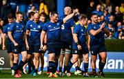 9 October 2021; Leinster players, including Peter Dooley, centre, acknowledge the supporters after their side's victory in the United Rugby Championship match between Leinster and Zebre at RDS Arena in Dublin. Photo by Sam Barnes/Sportsfile