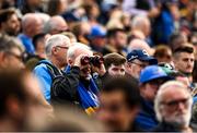 9 October 2021; A Leinster supporter looks on during the United Rugby Championship match between Leinster and Zebre at the RDS Arena in Dublin. Photo by Harry Murphy/Sportsfile