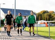9 October 2021; Peamount United players before the EVOKE.ie FAI Women's Cup Semi-Final match between Peamount United and Wexford Youths at PRL Park in Greenogue, Dublin. Photo by Matt Browne/Sportsfile