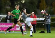 9 October 2021; Lauren Doyle of Wexford Youths in action against Stephanie Roche of Peamount United during EVOKE.ie FAI Women's Cup Semi-Final match between Peamount United and Wexford Youths at PRL Park in Greenogue, Dublin. Photo by Matt Browne/Sportsfile