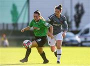 9 October 2021; Alannah McEvoy of Peamount United in action against Ciara Rossiter of Wexford Youths during EVOKE.ie FAI Women's Cup Semi-Final match between Peamount United and Wexford Youths at PRL Park in Greenogue, Dublin. Photo by Matt Browne/Sportsfile