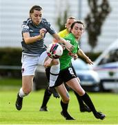 9 October 2021; Lauren Doyle of Wexford Youths in action against Sadhbh Doyle of Peamount United during EVOKE.ie FAI Women's Cup Semi-Final match between Peamount United and Wexford Youths at PRL Park in Greenogue, Dublin. Photo by Matt Browne/Sportsfile