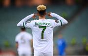 9 October 2021; Callum Robinson of Republic of Ireland celebrates after scoring his side's first goal during the FIFA World Cup 2022 qualifying group A match between Azerbaijan and Republic of Ireland at the Olympic Stadium in Baku, Azerbaijan. Photo by Stephen McCarthy/Sportsfile