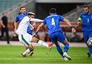 9 October 2021; Callum Robinson of Republic of Ireland shoots to score his side's first goal during the FIFA World Cup 2022 qualifying group A match between Azerbaijan and Republic of Ireland at the Olympic Stadium in Baku, Azerbaijan. Photo by Stephen McCarthy/Sportsfile