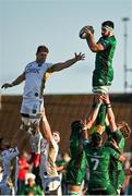 9 October 2021; Paul Boyle of Connacht takes possession in a line-out ahead of Will Rowlands of Dragons during the United Rugby Championship match between Connacht and Dragons at The Sportsground in Galway. Photo by Seb Daly/Sportsfile