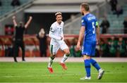 9 October 2021; Callum Robinson of Republic of Ireland celebrates after scoring his side's second goal during the FIFA World Cup 2022 qualifying group A match between Azerbaijan and Republic of Ireland at the Olympic Stadium in Baku, Azerbaijan. Photo by Stephen McCarthy/Sportsfile