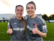 9 October 2021; Wexford Youths players Kylie Murphy, left, who scored two goals and Lynn Marie Grant who scored one goal celebrate after EVOKE.ie FAI Women's Cup Semi-Final match between Peamount United and Wexford Youths at PRL Park in Greenogue, Dublin. Photo by Matt Browne/Sportsfile