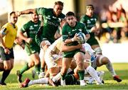 9 October 2021; Caolin Blade of Connacht is tackled by Joe Maksymiw of Dragons during the United Rugby Championship match between Connacht and Dragons at The Sportsground in Galway. Photo by Piaras Ó Mídheach/Sportsfile