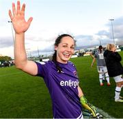 9 October 2021; Wexford Youths goalkeeper Kiev Gray celebrates after EVOKE.ie FAI Women's Cup Semi-Final match between Peamount United and Wexford Youths at PRL Park in Greenogue, Dublin. Photo by Matt Browne/Sportsfile